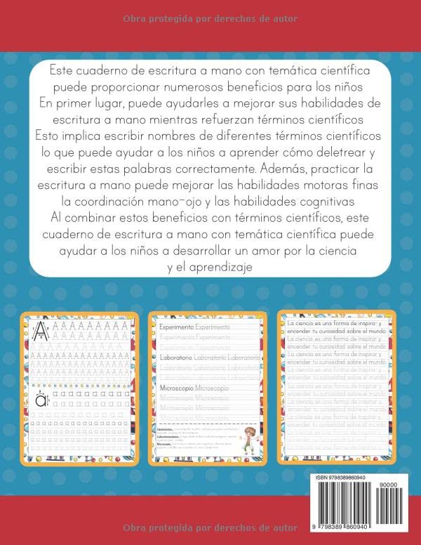 Miniatura 2 de Caligrafía En Imprenta Para Niños Edades 8 y Más Con Tema de Ciencia Cuaderno Para Escribir Letras, Palabras y Frases, Para Mejorar su Niños