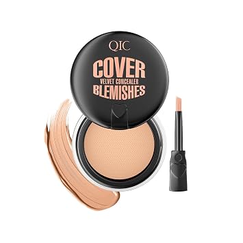 QIC Pot Concealer Full Coverage - Under Eye Concealer Waterproof Makeup Concealer to Cover Dark Circles, Blemishes, Redness and Spots Crease-Proof Color Corrector De Ojeras Deep Skin Tone,0.21 Oz