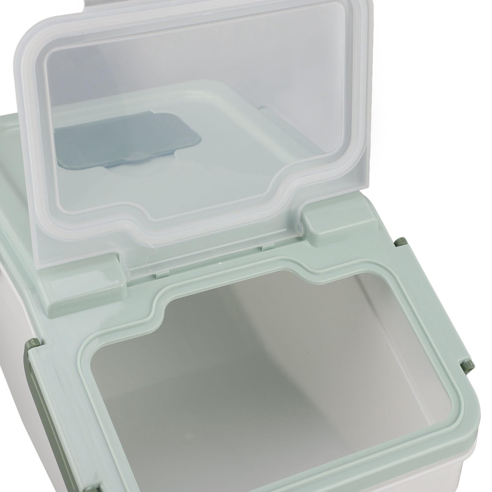 Mumusuki Boîte Hermétique Couvercle à Clapet 5kg, Générique Boîte de Rangement Hermétique, Mesure Tasse Transparent, Plastique, pour Chien, Chat, Friandises, Conteneur Croquettes