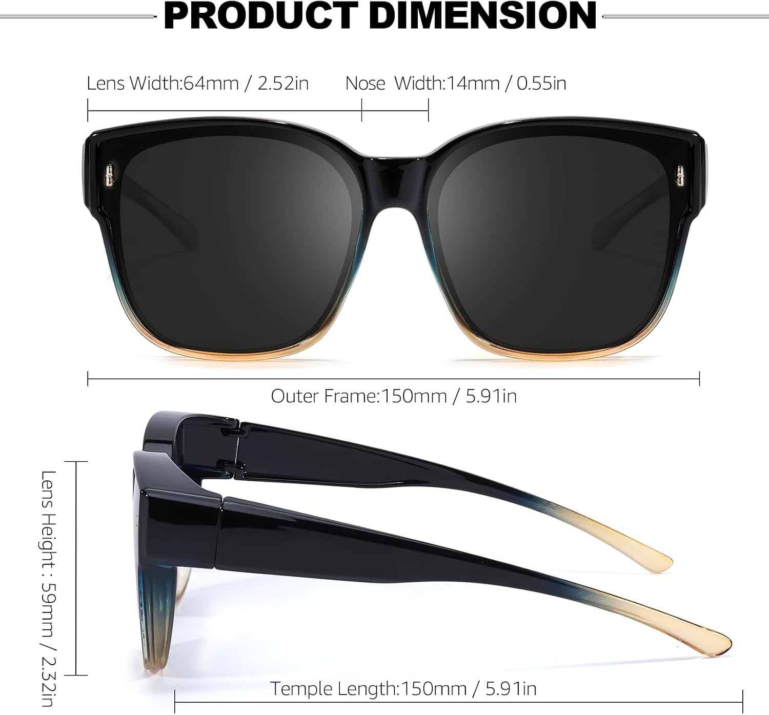 Trysee Oversized Sunglasses Over Prescription Glasses for Women Polarized Fit Over Shade with UV Protection TS3091 - Image 5