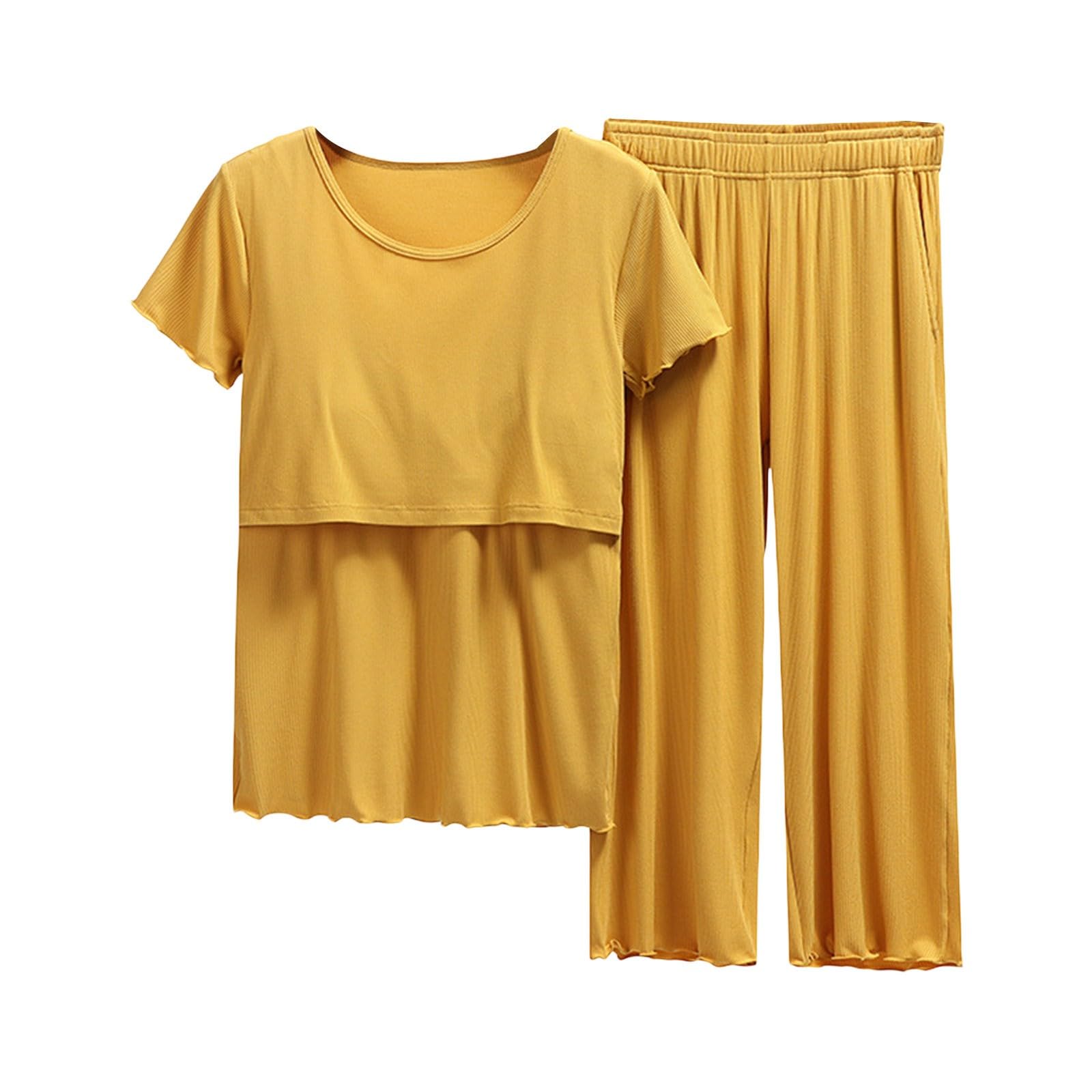 Pigiama Manica Pigiameria Allattamento Al seno Camicia Donne e Set T Bambino Maternità Top Pantaloni corti Maternità Sonno Flanella Pigiama Donna Natale