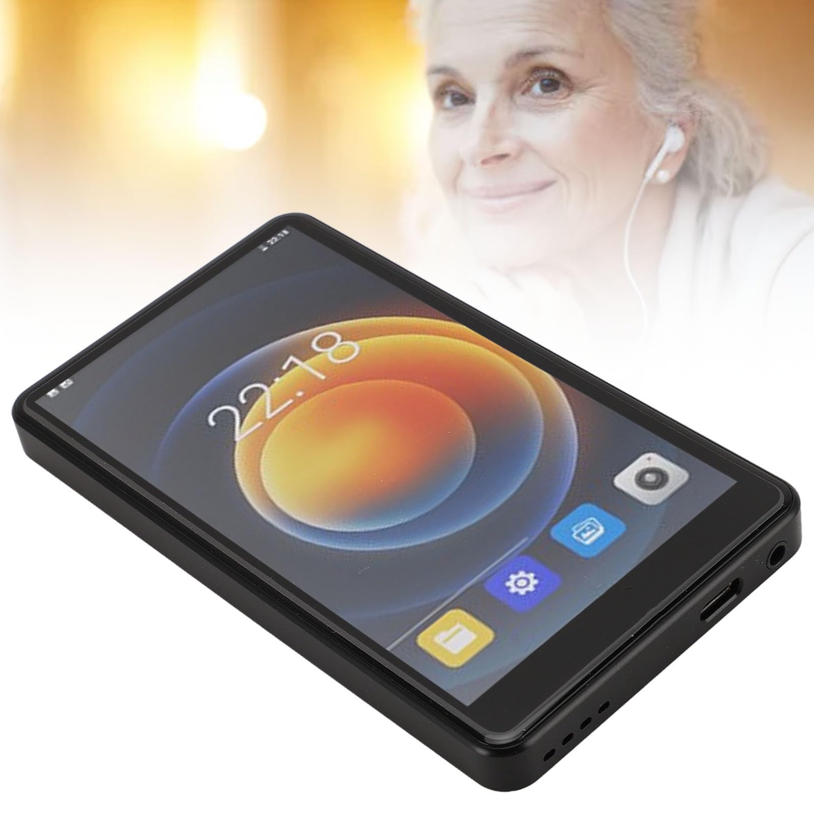 Reproductor MP4 con Bluetooth, Pantalla Táctil Completa de 5,2" | RAM 2GB+ROM 16GB, 2500mAh, con Auriculares con Cable de 3,5 Mm y Estuche Protector