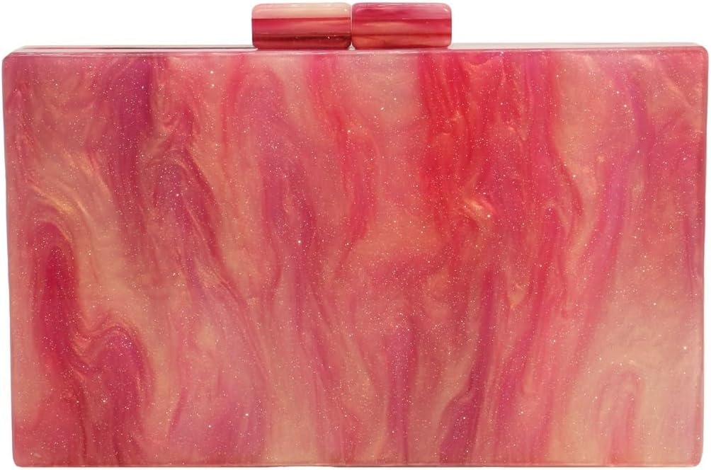 Acrylic Evening Clutch Purses for Women Unique Square Marbling Handbag with Beaded Handbag for Wedding Party Prom