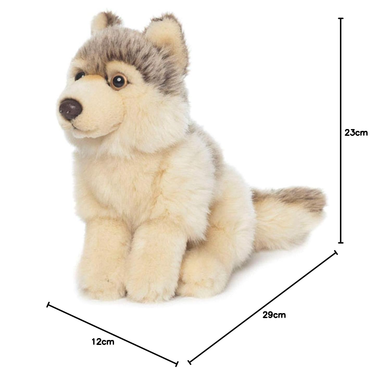 WWF Universal Trends 15190012 Trends Peluche a Forma di Lupo, Marrone, 15 cm