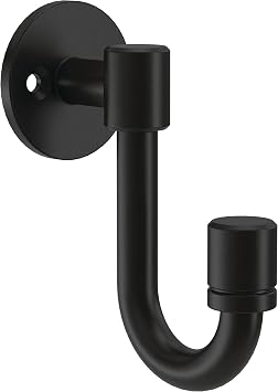 Franklin Brass Bar 4-Pack Single Wall Hooks 1-Prong Coat/Hat Matte Black for Mounted Hanging Hanger Backpack, Purse, Bag, Towel Organization Decorative B47246K-FB-C