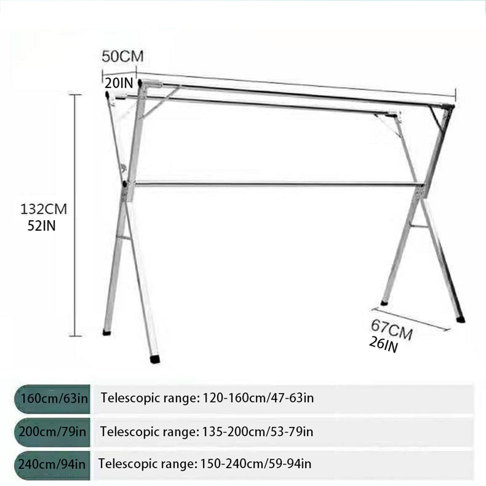 Stendino da Balcone Esterno, Stendino Salvaspazio, Stendino da Balcone, Stendibiancheria da Esterno a Scomparsa, Stendibiancheria da Balcone in Acciaio, per Interno ed Esterno (240cm)