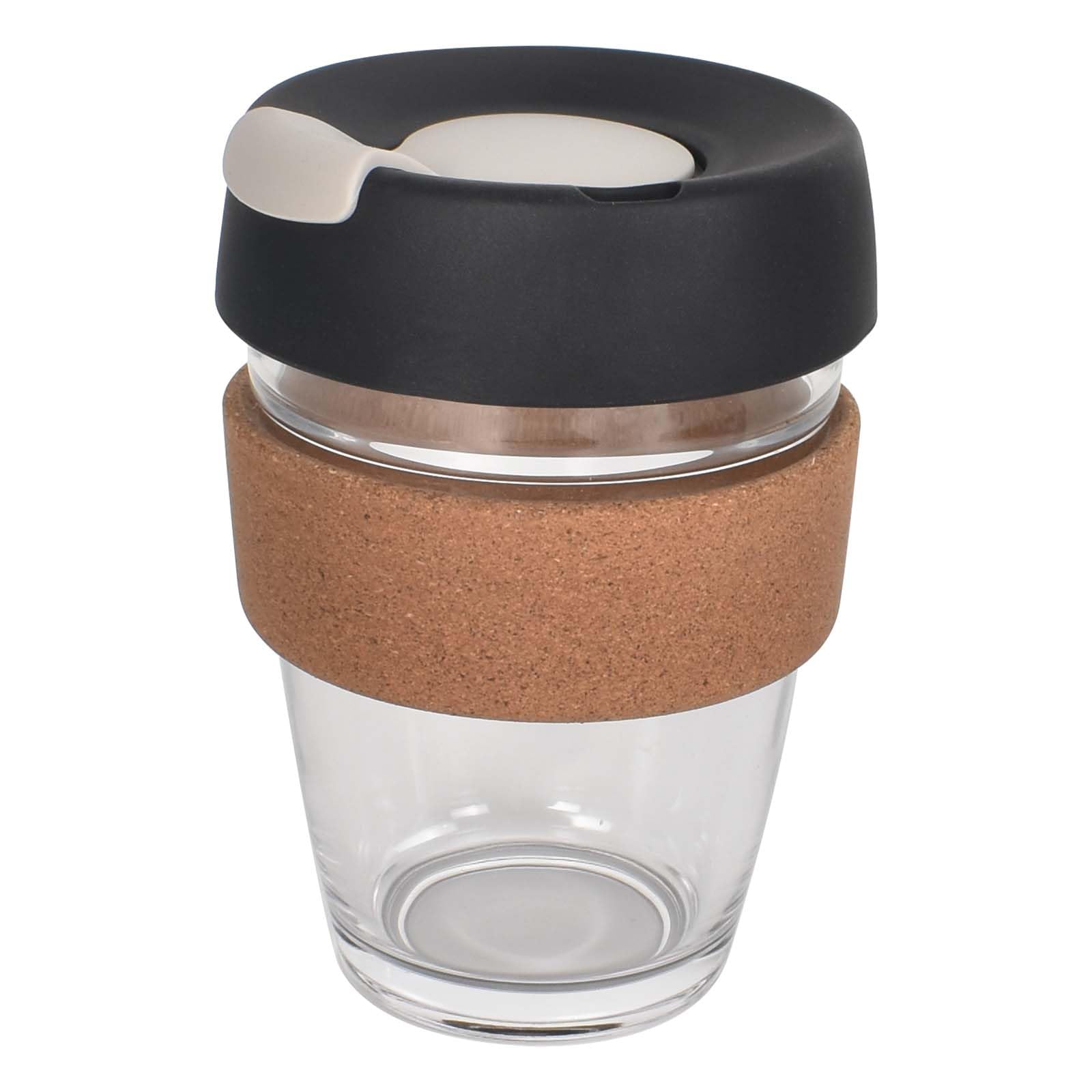 Zimoer 340ML Reusable Tempered Glass Coffee Cup with Lid, Heat Resistant Travel Coffee Mug with Cork Sleeve, Glass Mug with Leakproof Lid, for Unisex Eco-Friendly Travel Home Office — image 1