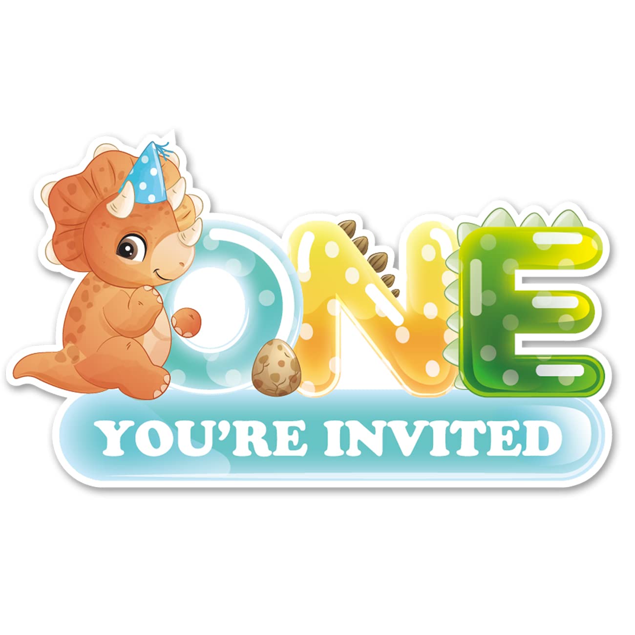 Opomzk Dinosaur 1st Party Invitations with Envelopes, 20 Set Dinosaur Shaped Invitations One Year Old Birthday Baby Shower Party Invites Supplies