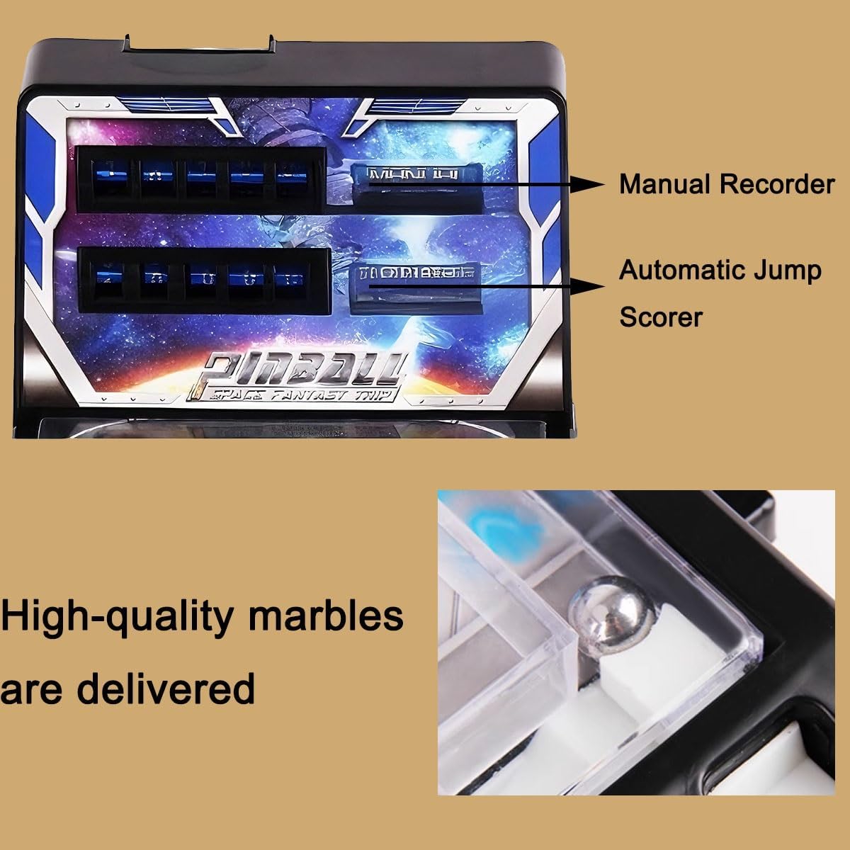 Arcade Electronic Pinball Machine for Home, Desktop Ball Shooting Toy with Lights Sounds and Scorer, Retro Mini Pinball Machine Gifts, Tabletop Pinball Kit for Kids