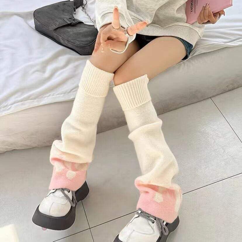 WODECASA Womens Lolitas Long Socks Y2K Flame Flared Leg Warmers Japanese Kawaii Accessories Booties Socks Winter4