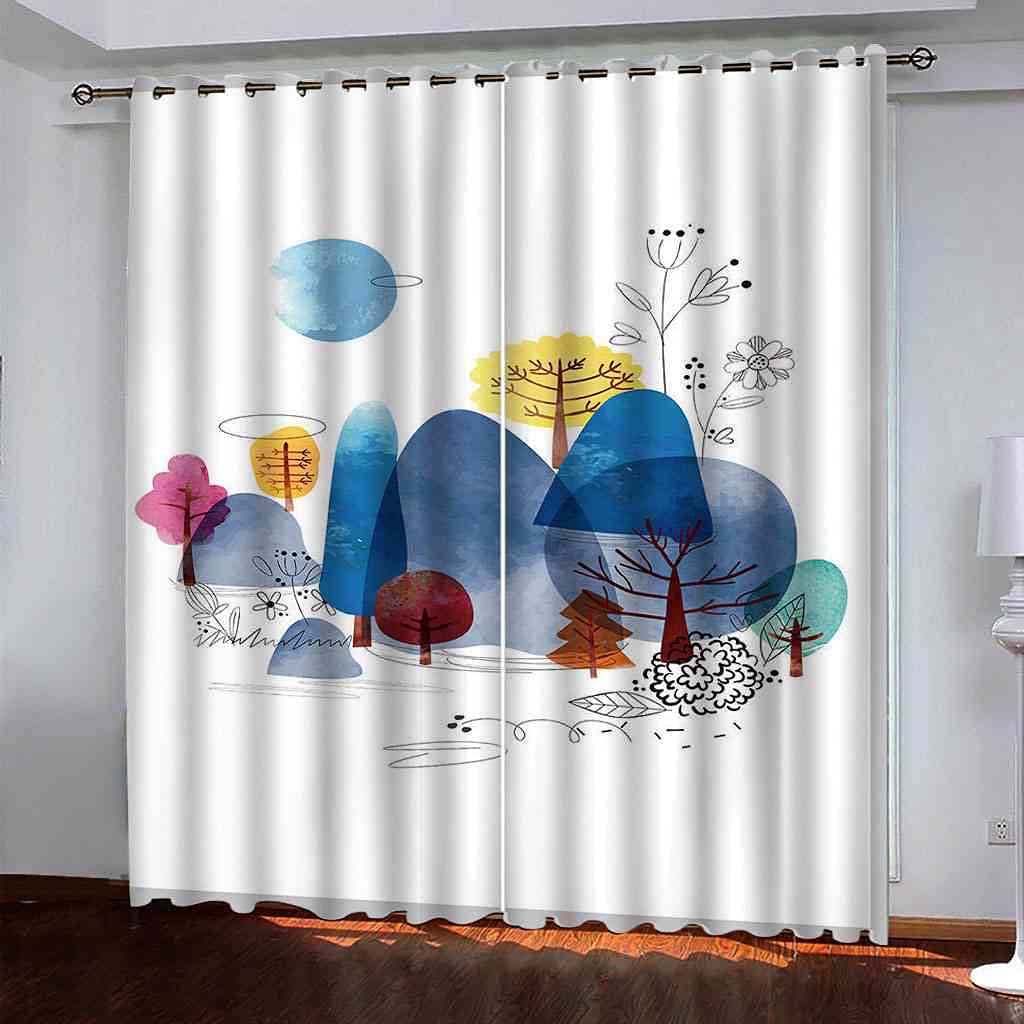Rideaux de fenêtre isolants occultant bleu abstrait de qualité supérieure 200x160 cm