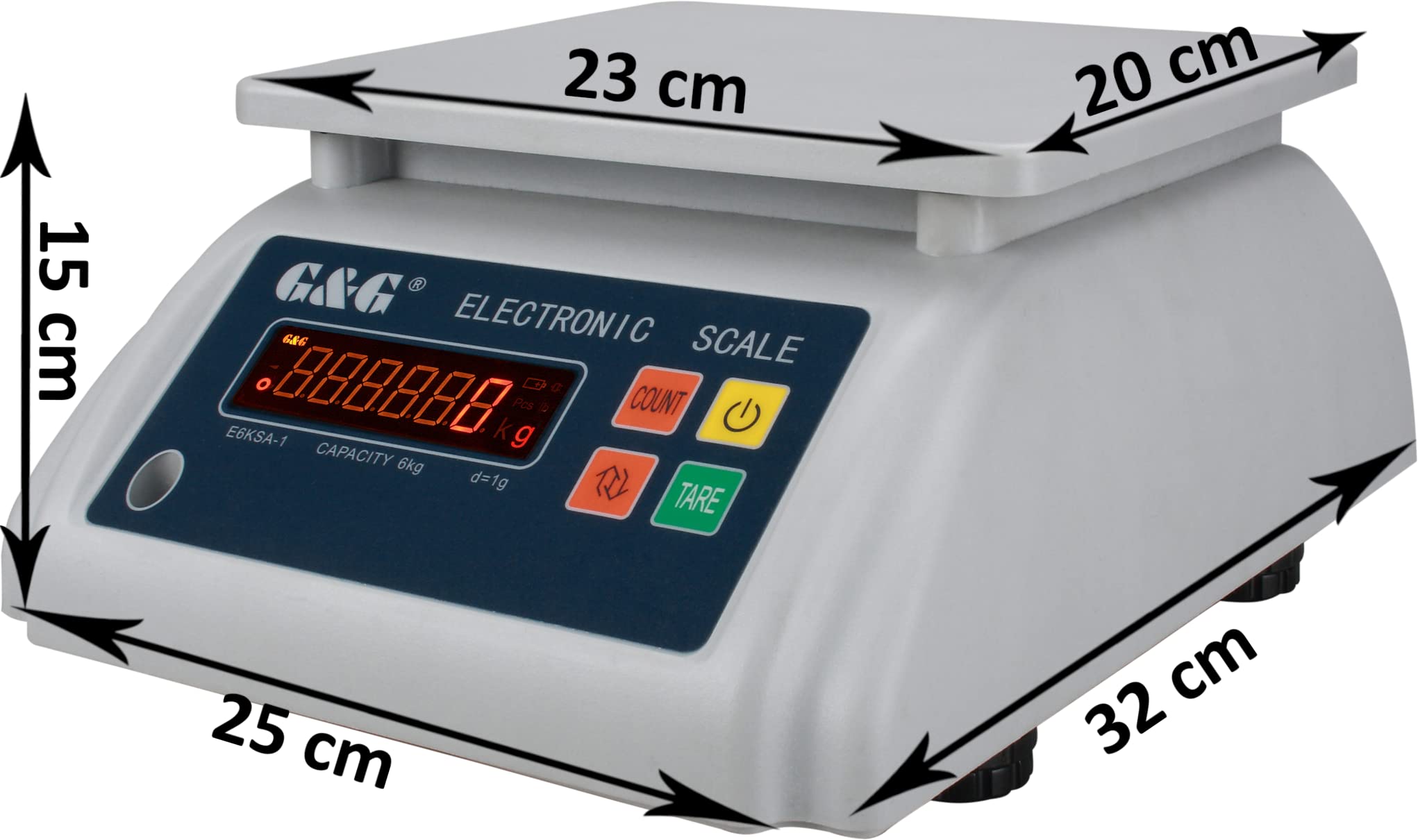 G&G 3kg/0,5g ES Baureihe, IP67 wasserdichte & staubdichte Küchenwaage, Präzisionswaage Industriewaage Tischwaage