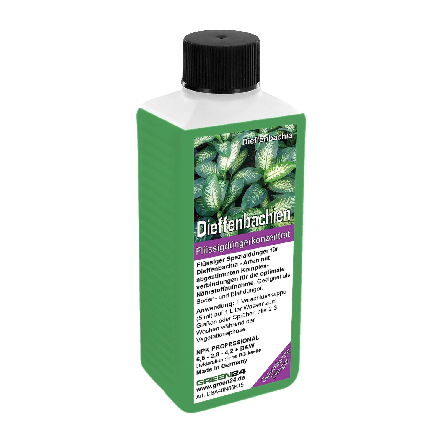 GREEN24 Dieffenbachia Dnger  250ml Spezialdnger fr Dieffenbachie |  Frdert krftiges Wachstum & intensive Blattfarben | Ideal fr alle  Dieffenbachia-Arten : Amazon.de: Garten