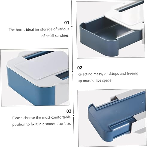 Miniatura 3 de EXCEART Caja de almacenamiento de artículos de papelería, organizador de escritorio oculto, estuche adhesivo para bolígrafos debajo del escritorio,