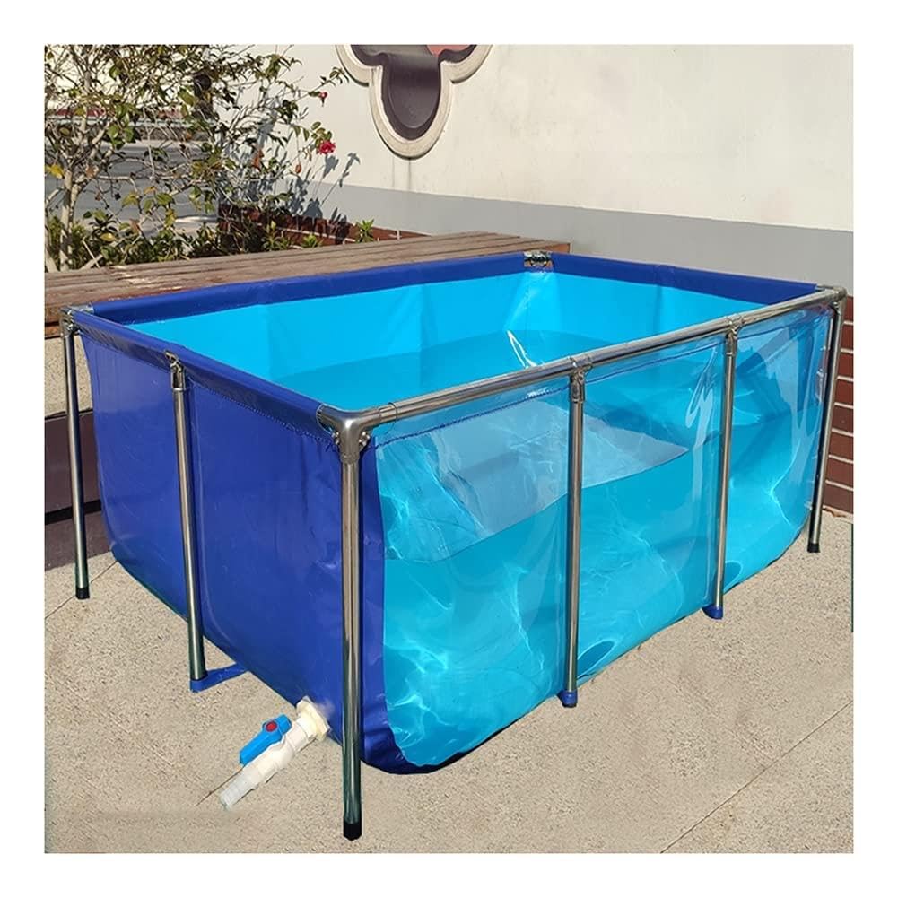 Acuario Grande De Lona De PVC, Piscina sobre El Suelo, Estanque De Piscina para Peces Y Mascotas Acuáticas, Marco De Acero, Ventana De Visualización Transparente,50x40x30cm