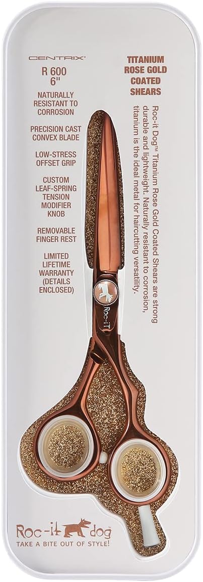 Cricket Centrix Roc-It Dog 6” Titanium Shear Professional Stylist Hair Cutting Scissor Lightweight, Rose Gold
