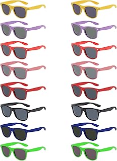 MAISITOO Party Glasses Set, 16 Pieces Neon Sunglasses for Children & Adults - Ideal for Party Sunglasses, Outdoor, Driving & Neon Parties (8 Colours)