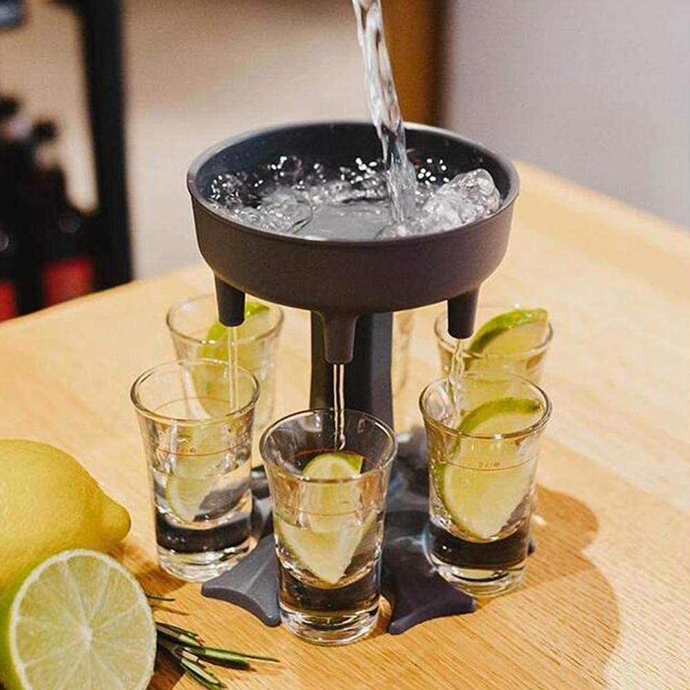 NABHU 6 Shot Glass Dispenser Holder Shot Buddy Wine Cocktail Fast Fill Tool Cooler Beer Beverage Drink Dispenser Party Bar Accessories (Without Glass) (Multi Color)