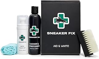 SNEAKER FIX Complete Aid Shoe Cleaner Kit with 8 Oz Bottle of Cleaner & Conditioner, Water & Stain Repellent and 3 Oz Whit...