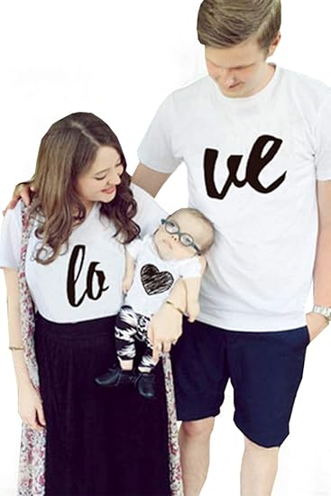 Amazon Co Jp My Spica 家族 ペアルック Love Tシャツ ロンパース 半袖 親子 リンクコーデ お揃い 出産祝い 誕生日 記念日 春 夏 レディース S 服 ファッション小物