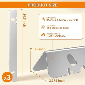 Flame Tamer Set for Ninja FlexFlame PG301 PG302 PG304 and PG305 Grill and Smoker with 3 Pack Main Burner Flame Tamer and Pilot Burner Flame Tamer, Replace for Original 775CY300 and 605CY301