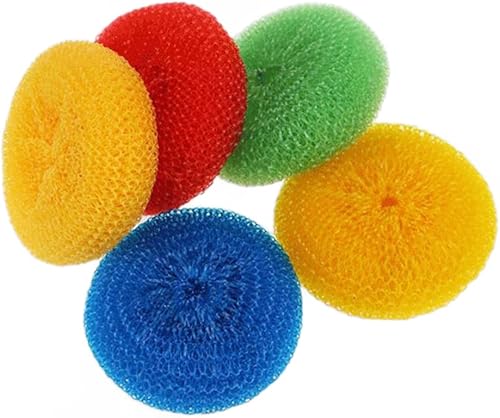 Miniatura 2 de 30 unidades de estropajos de plástico para platos de plástico redondo para fregar, estropajos de nailon, de varios colores, de malla de poliéster,