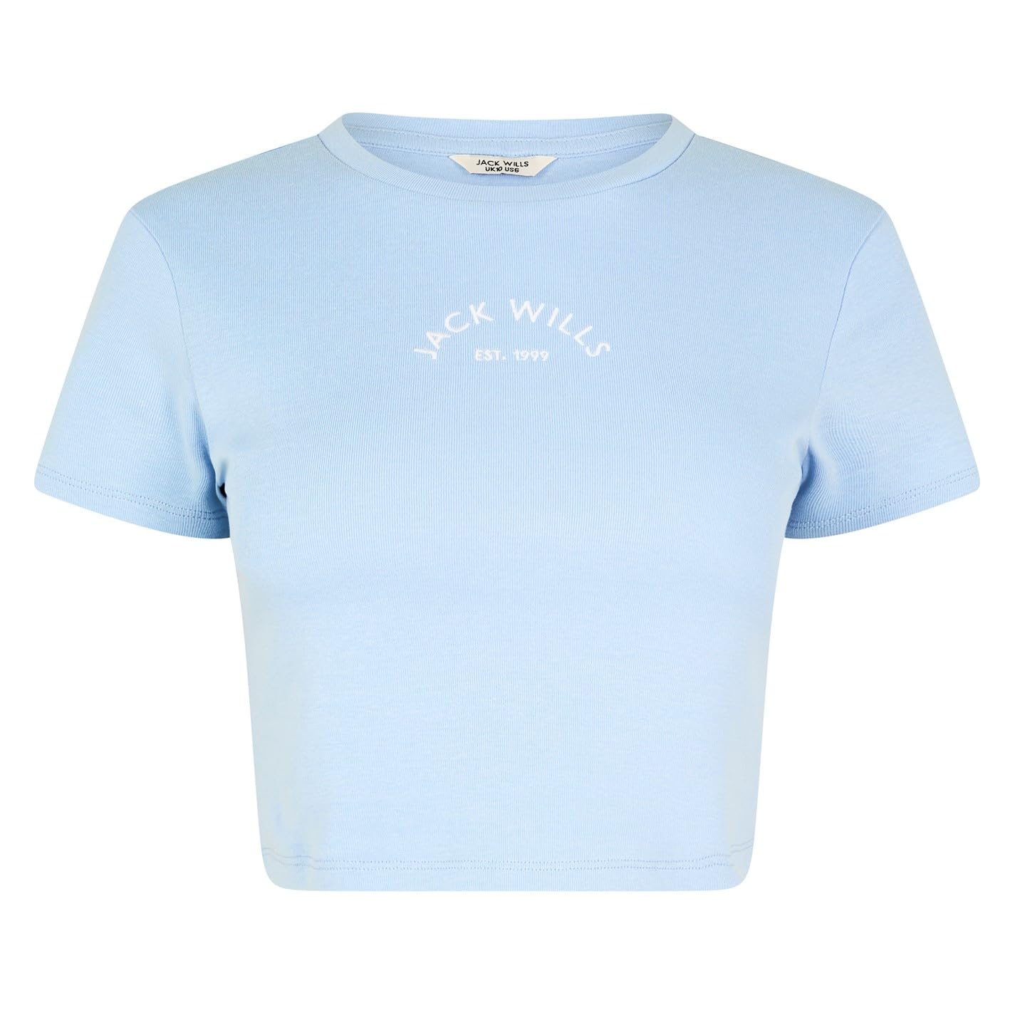 Jack Wills Women's Soft Blue Cropped Baby T-Shirt 14
