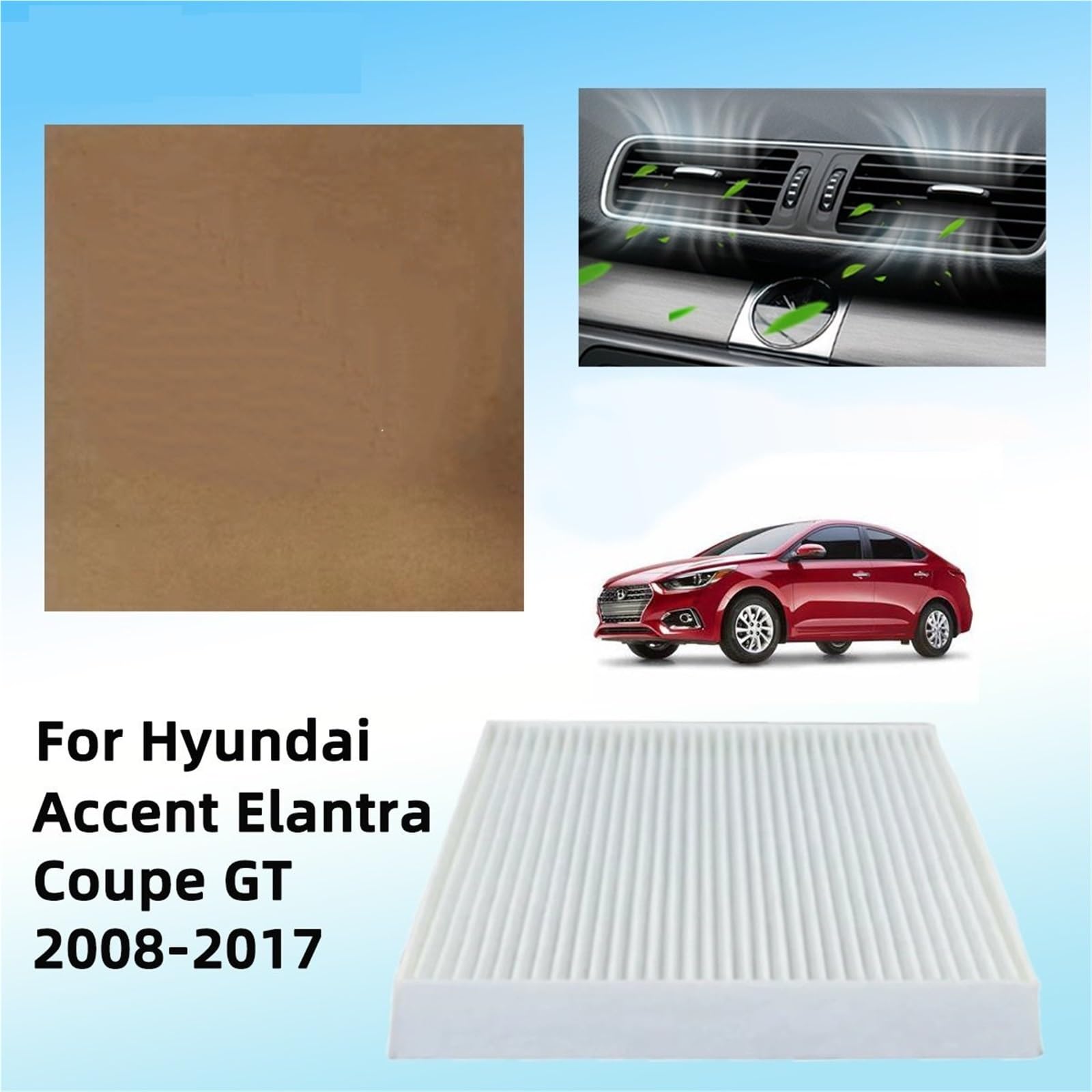 Filtro de cabina Filtro de aire compatible con Hyundai Accent Elantra L4 2.0L Coupé Elantra GT 08-2017 AQ1121 R90207 CCF1846 CAF1846P FPCF10728 4044 Filtro de aire(2PCS,Coupe 2013-2014)