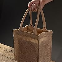 Vista 5 de TEHAUX 2 piezas de bolsas de compras de regalo, bolsa de arpillera de arpillera con asas, bolsa de arpillera, Como se muestra en la imagen