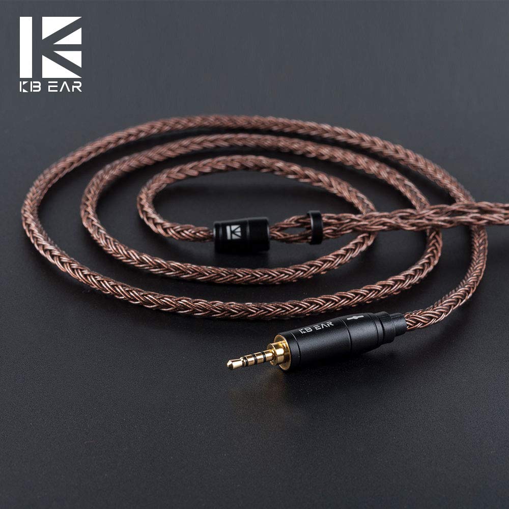 KBEAR - Cavo di ricambio bilanciato a 16 fili in rame privo di ossigeno, marrone, cavo rimovibile con connettore MMCX, per Shure 846 535 215 315 425 MAGAOSI K5 LZA4 A5 (2,5 mm, MMCX)