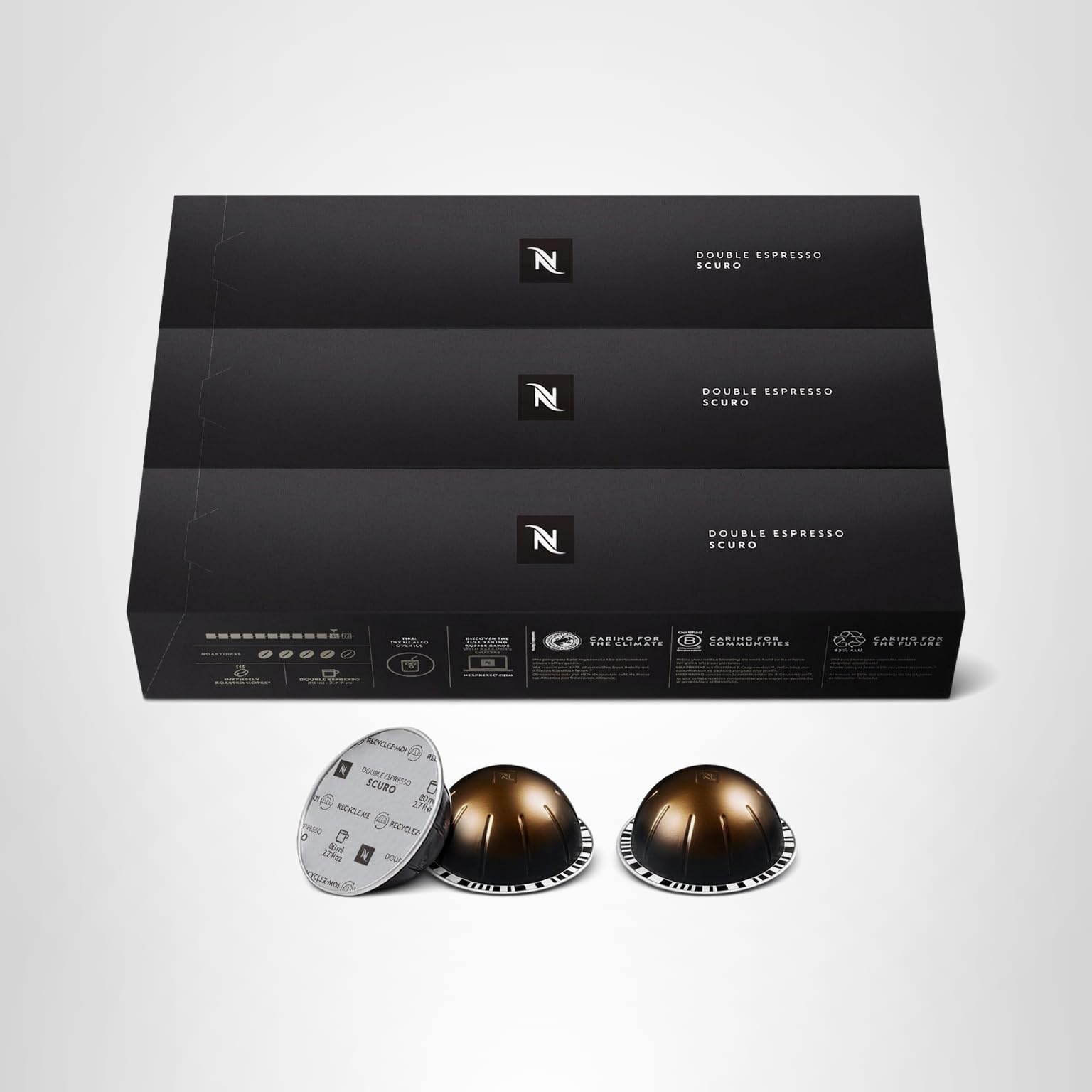 Nespresso Capsules Vertuo, Double Espresso Scuro, Dark Roast Espresso Coffee, 30-Count Coffee Pods, Brews 2.7oz.: Scuro 2.7oz, 10 Count (Pack of 3)