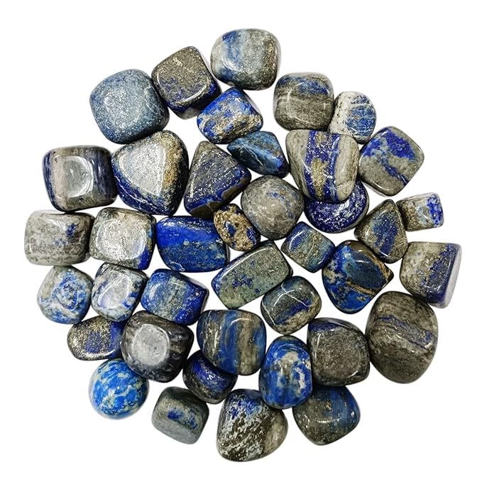 Image of Crystal Lapiz Lazuli Tumble Stone | 50 gm Approx | Tumbled Gemstones | Reiki Healing Stones | Aquarium Gravel | Home, Garden,Table Decor| Pack of 1|
