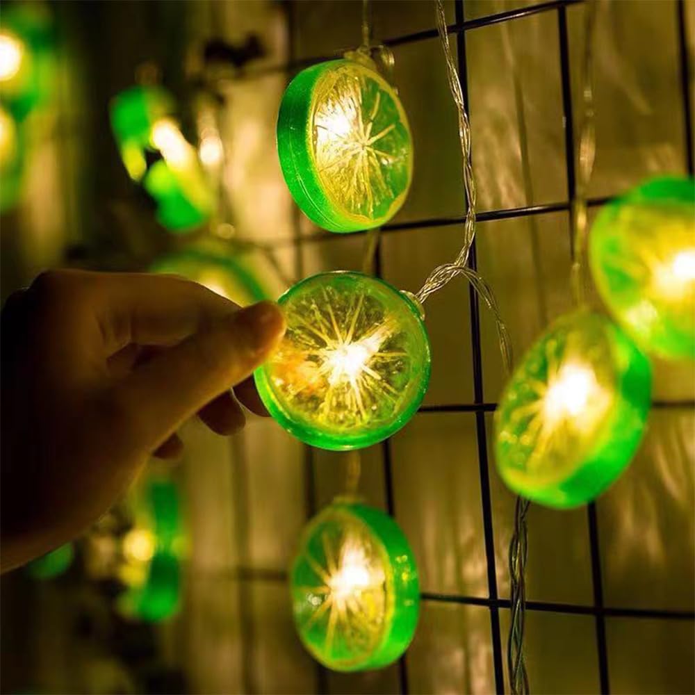 FANSU Outdoor Solar Garden Lights, Lemon Fairy Lights Solar Powered Waterproof, 8 Modes Lighting, Decorative Lighting for Garden Party Wedding Festival Home (Green,12m 100LED)