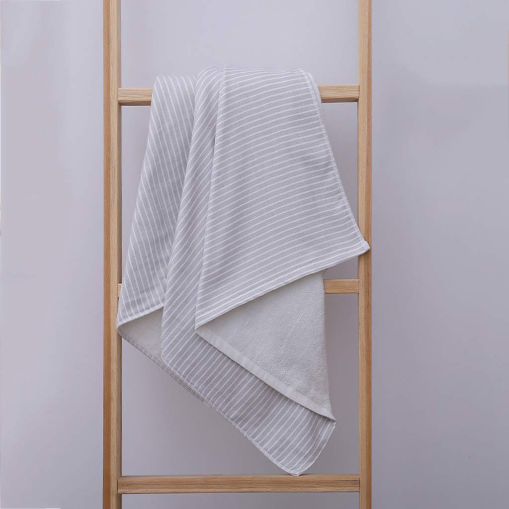 Toallas de baño de algodón a rayas 70x140 cm, juego de 2 sábanas absorbentes de secado rápido gris