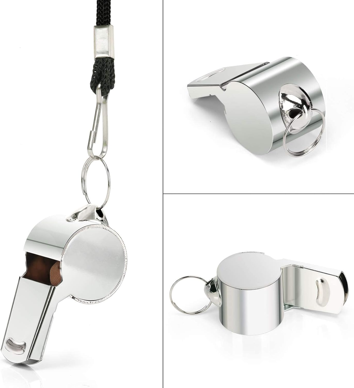 4PCS Stainless Steel Whistle with Lanyard, Very Loud Sports Whistle, Perfect for Referees, Coaches, Emergency, Outdoor Sports