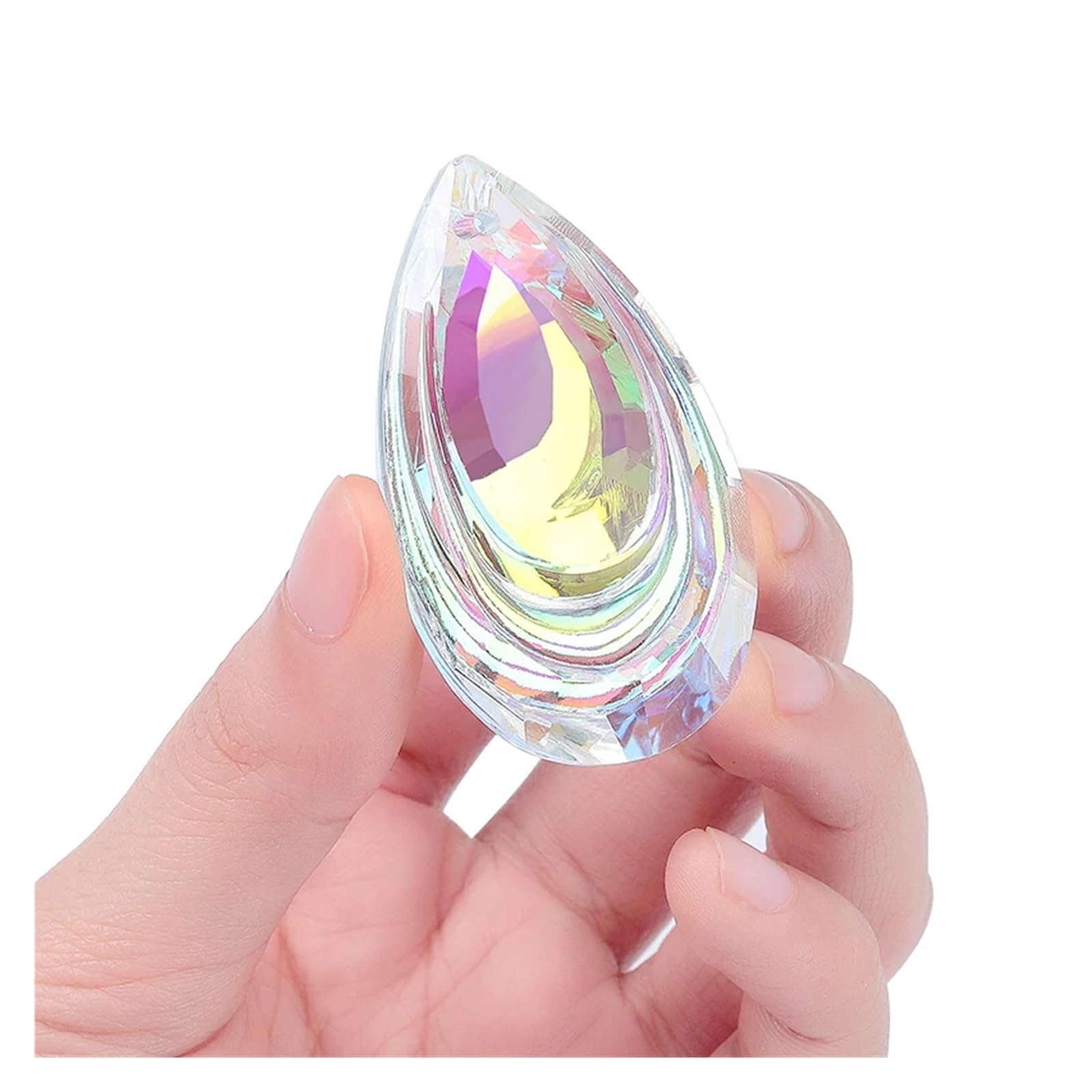 Crystal Suncatcher Wind Chimes 5pcs Crystal Glass Prism Pendants 10 Shapes Hanging Suncatcher Accessories Crystal Chandelier Parts(3)