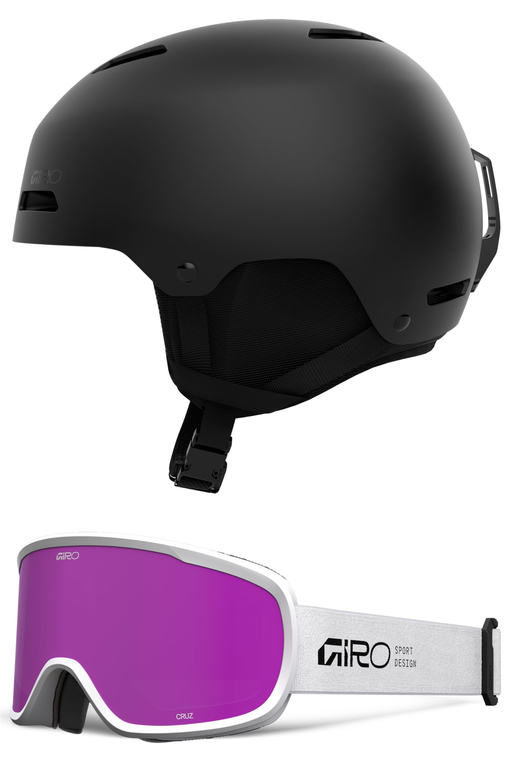 Giro Ledge Snow Helmet/Goggle Combo - (Combo) Matte Black - White Stacked - Size Small