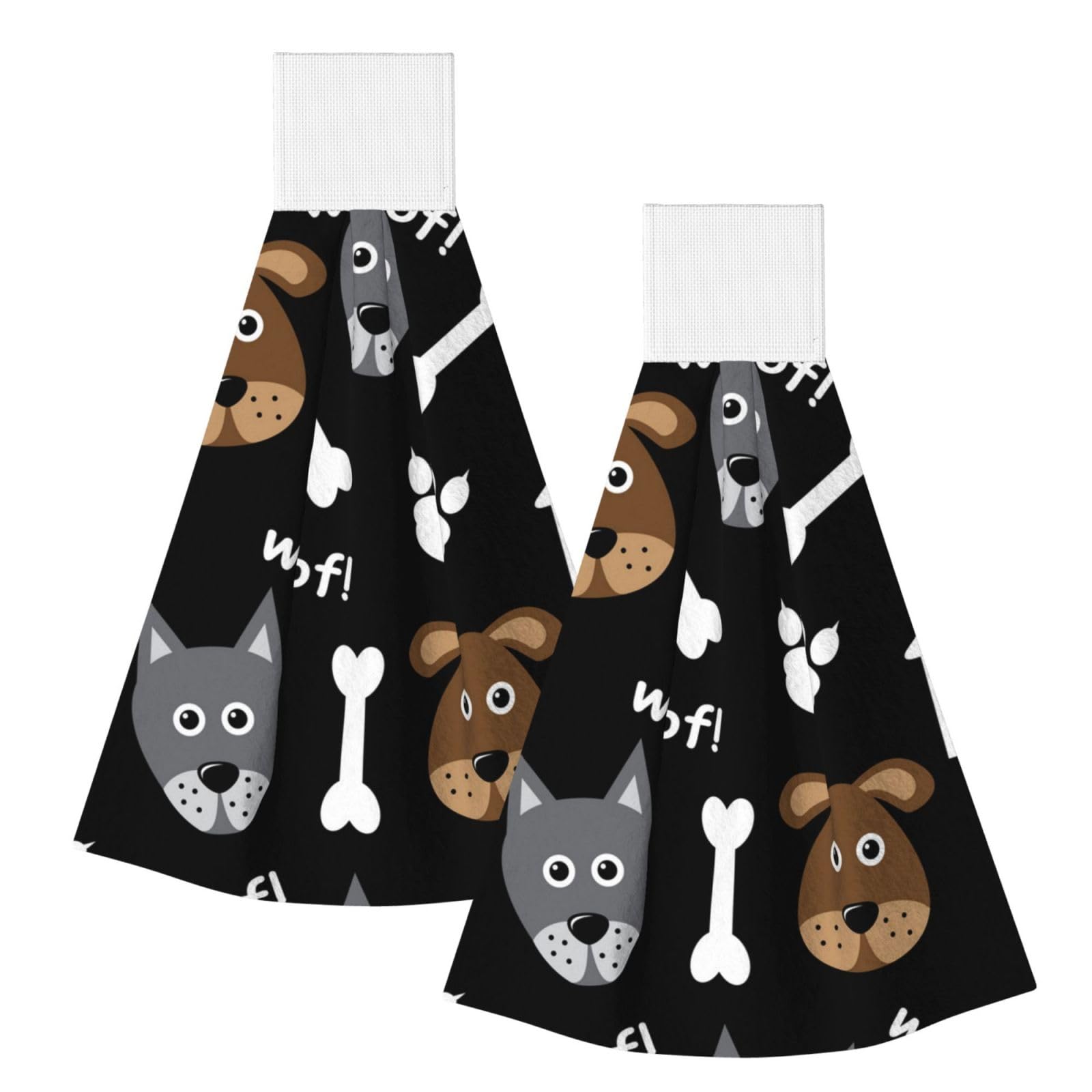 DOPKLNA Dog Paw, 2 Pcs Hanging Coral Fiber Hand Towels for Bathroom, Absorbent Kitchen Towels