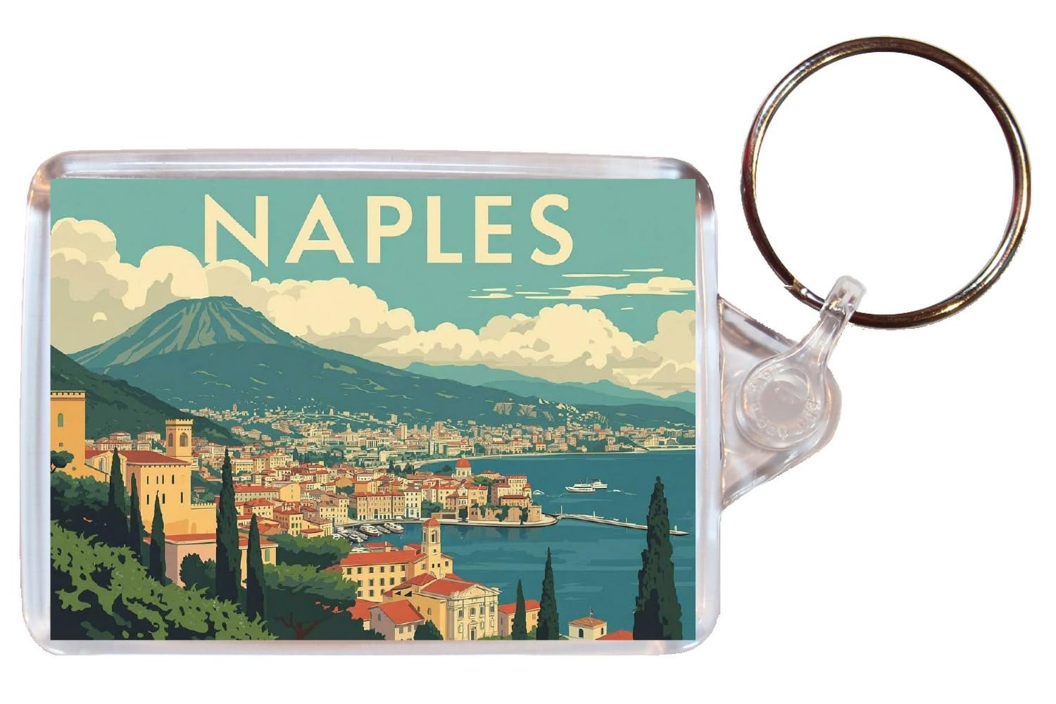 Baked Bean Store Multicolor Naples - Italy - Double Sided Keyring Artistic Bbskey238