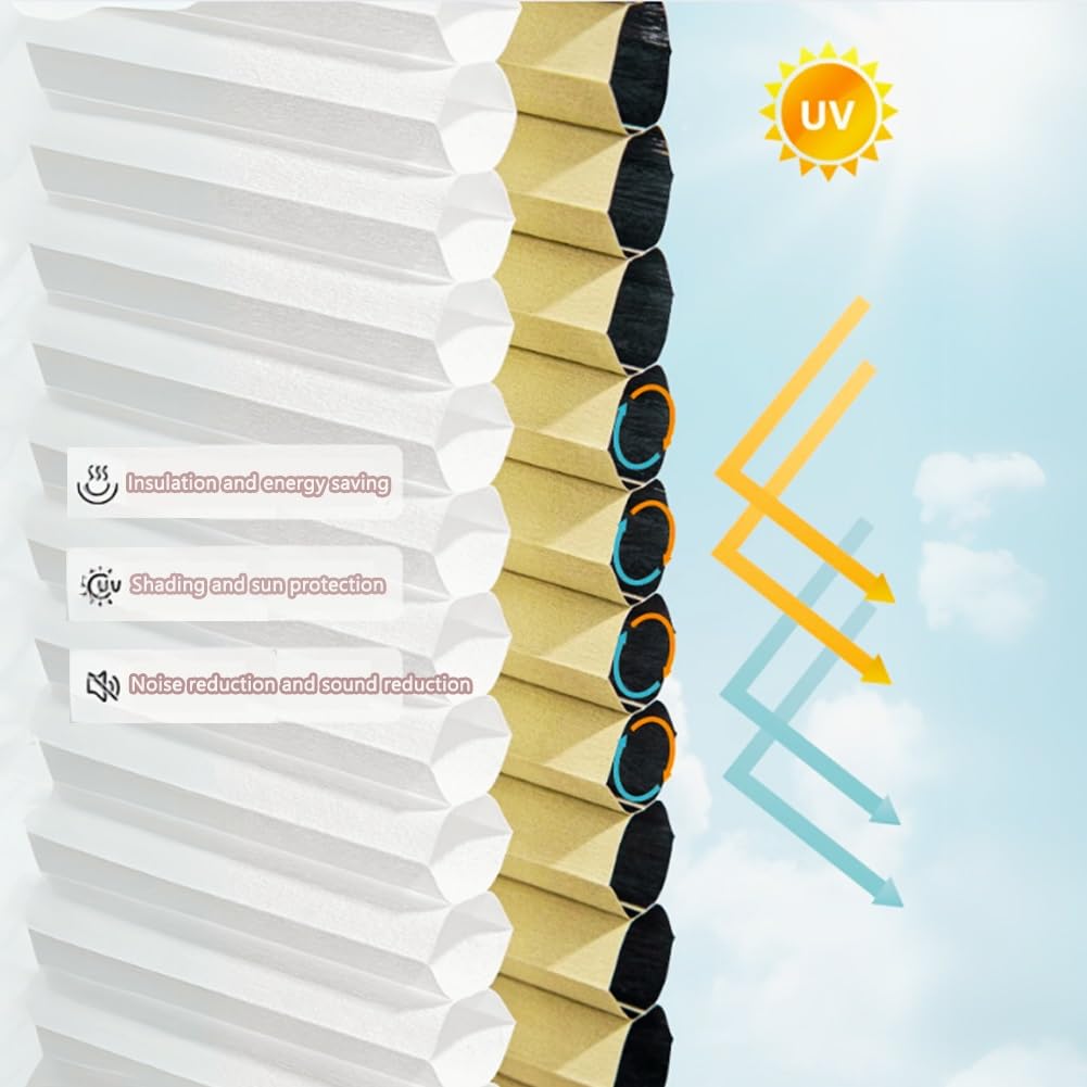 Générique Stores Cellulaires sans Perçage pour Fenêtres, 1 Pièce Stores en Nid d'abeille pour Fenêtres, Isolation Thermique et Réduction du Bruit Store Occultants pour Salon, Cuisine, Chambre(White)