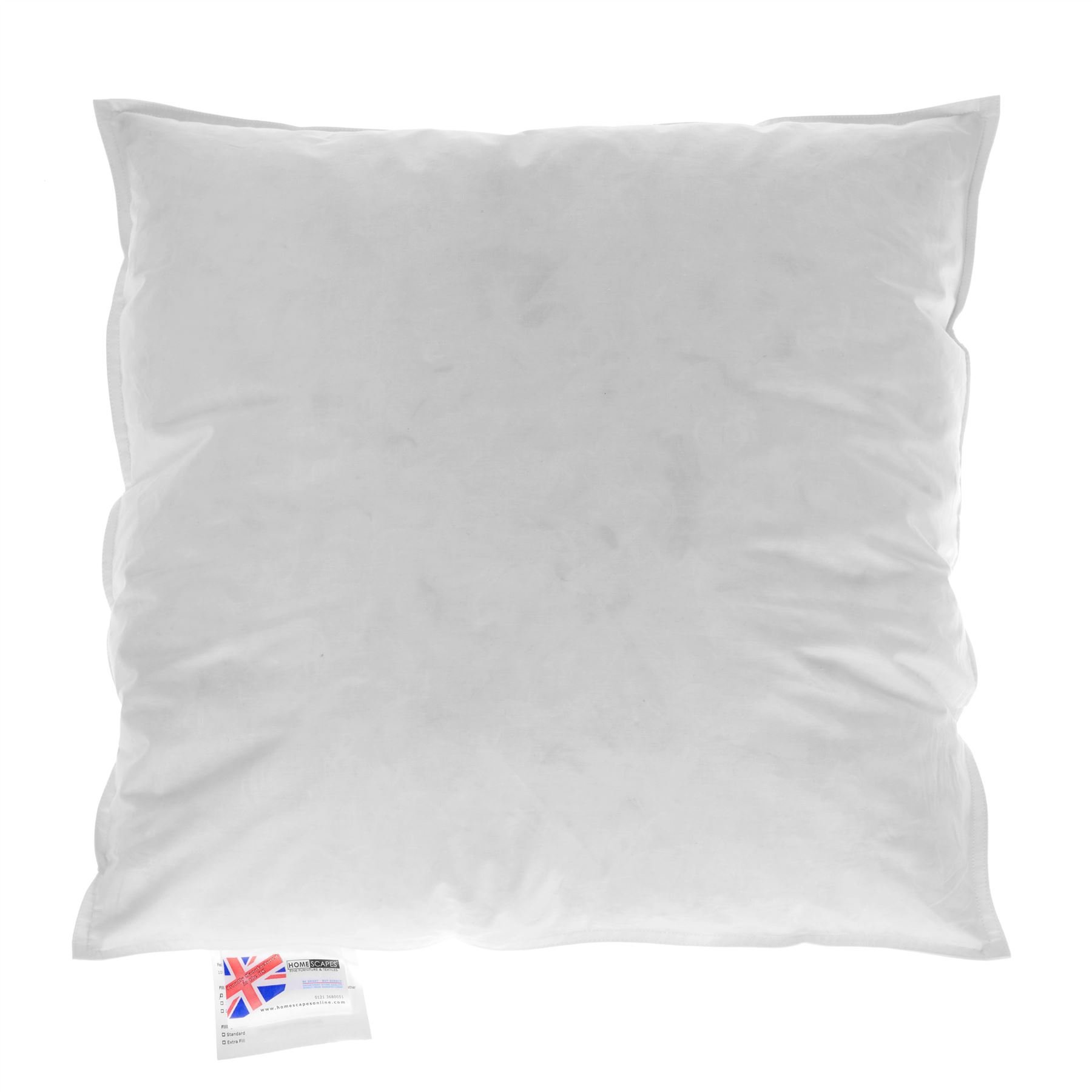 HOMESCAPES Duck Feather and Down Cushion Pad 45 x 45 cm (18” x 18”) Inner Insert Filler with 100% Cotton Down Proof Cover Hypoallergenic RDS Certified Machine Washable