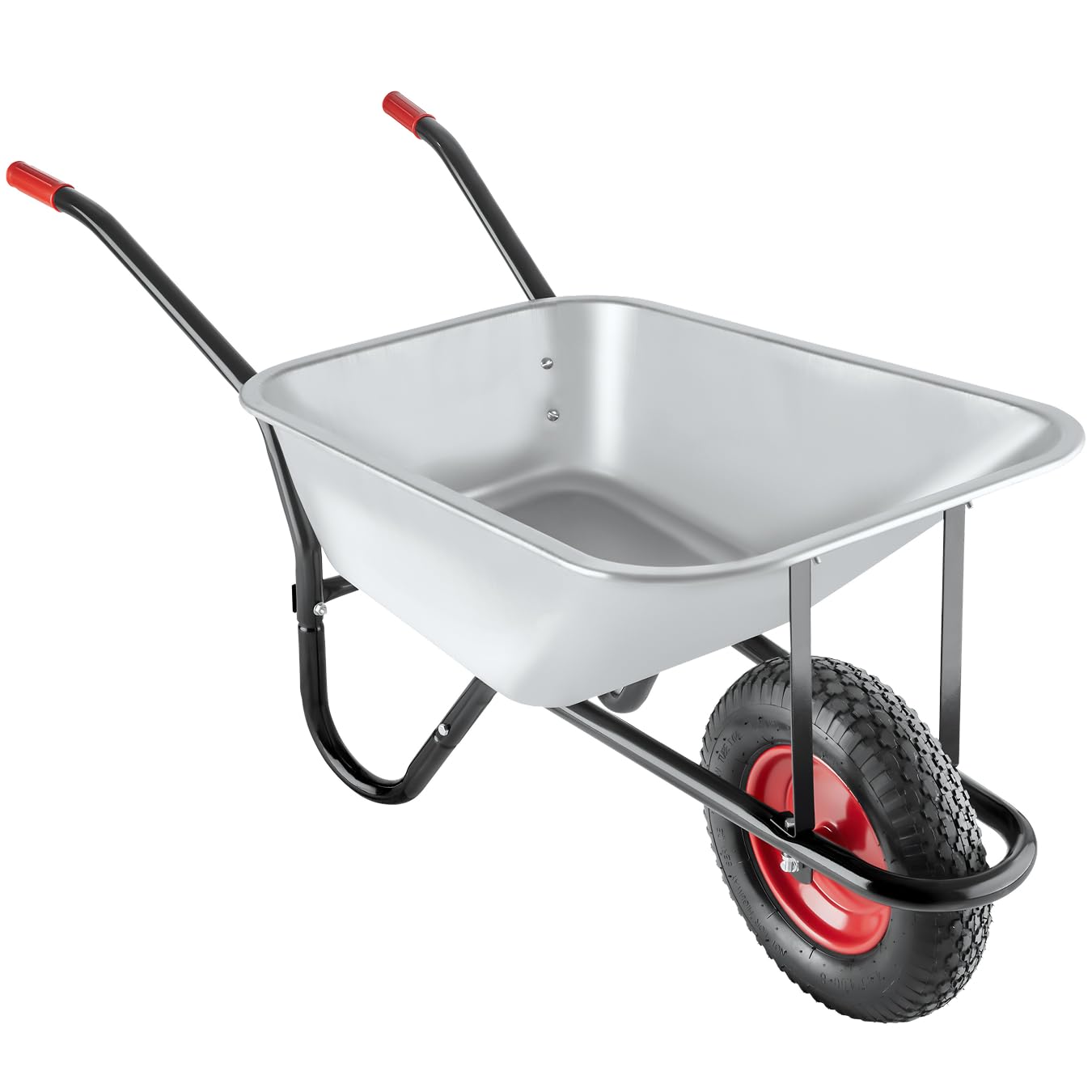 tectake® Carretilla de Carga, Hecho de Acero galvanizado, Carro con Ruedas neumáticas, Capacidad de 100 L, Carga hasta 250 kg, Estructura Robusta, Carretilla Jardin, Uso versátil, Carretilla de Obra