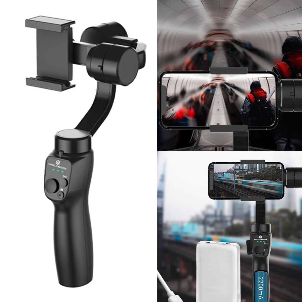 para Gimbal Plegable para Móvil 3 Ejes para estabilizador para Video(Black)