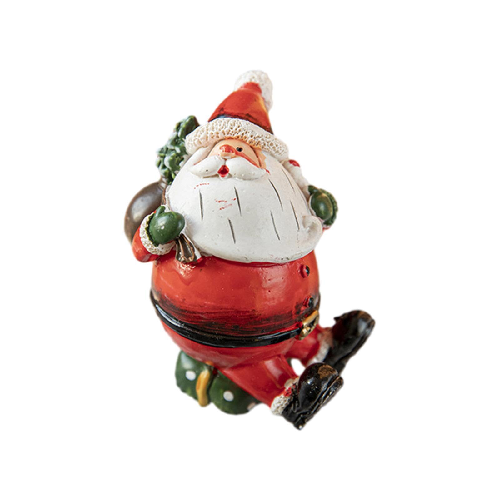 TWISAXC Unique Santa Claus Ornaments 2023 Standing Resin Statue Holiday Festive Decor Christmas Santa Claus Ornaments 2023 Resin Statue Desktop Standing
