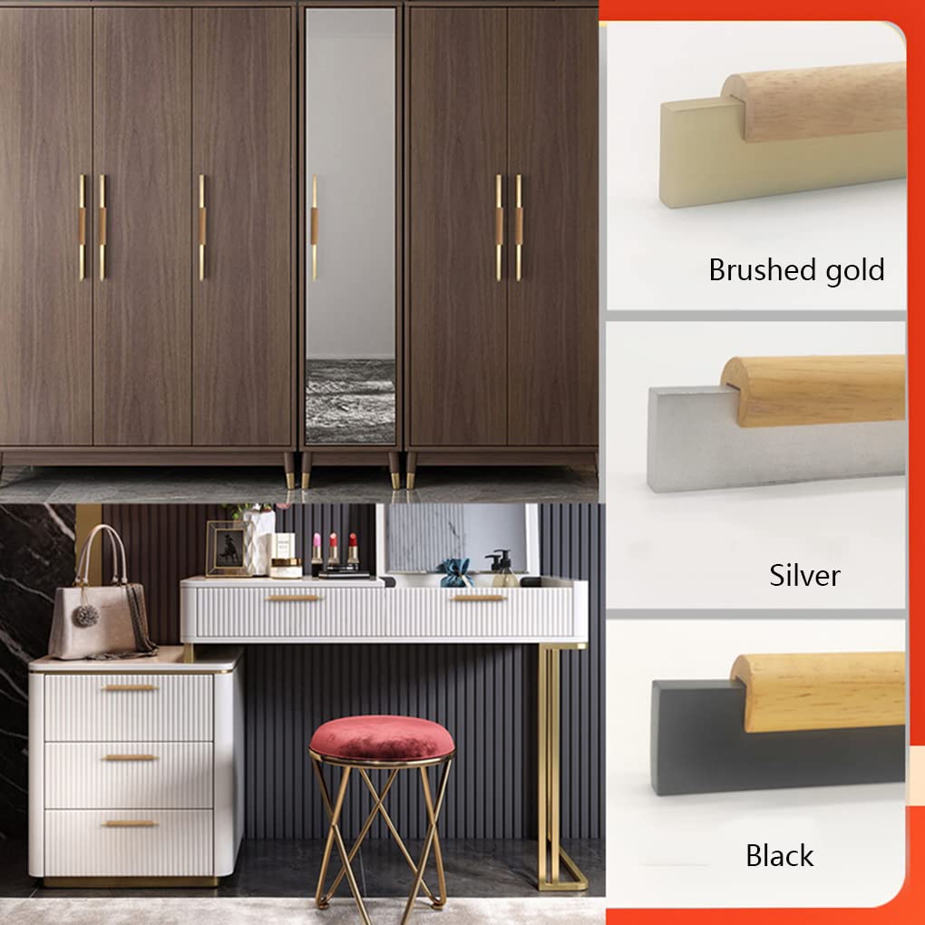 2 sztuki naturalnych drewnianych uchwytów, podstawa bukowa z litego aluminium, złota, regały na książki, uchwyty do szuflady, szafy, szafki na buty, komody, stolika nocnego (długość 1000 mm)