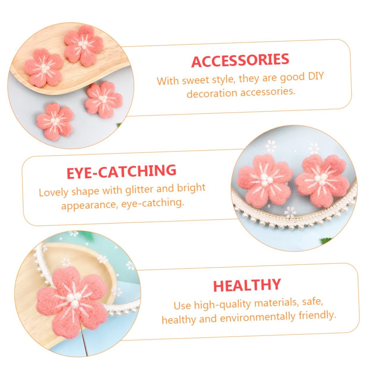 OSALADI 10pcs Flower Felt Handmade Wool Flower DIY Jewelry Hair Garment Accessory Educational Toy