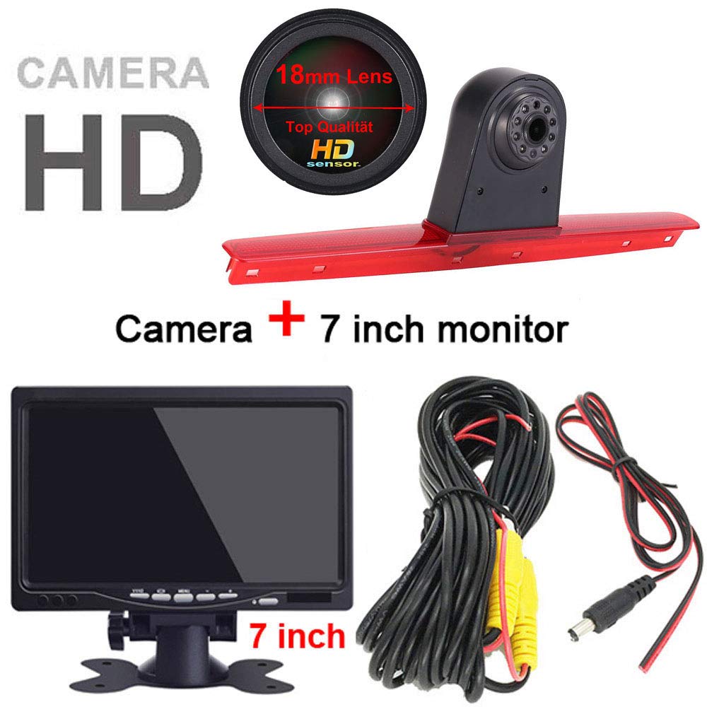 Kamera z obiektywem 18 mm + monitor TFT LCD 18 cali. Samochodowy HD wodoodporny zestaw kamer cofania światła hamowania do VW T5 Bus Transporter Multivan Caravelle / Business z tylną klapą, trzecie