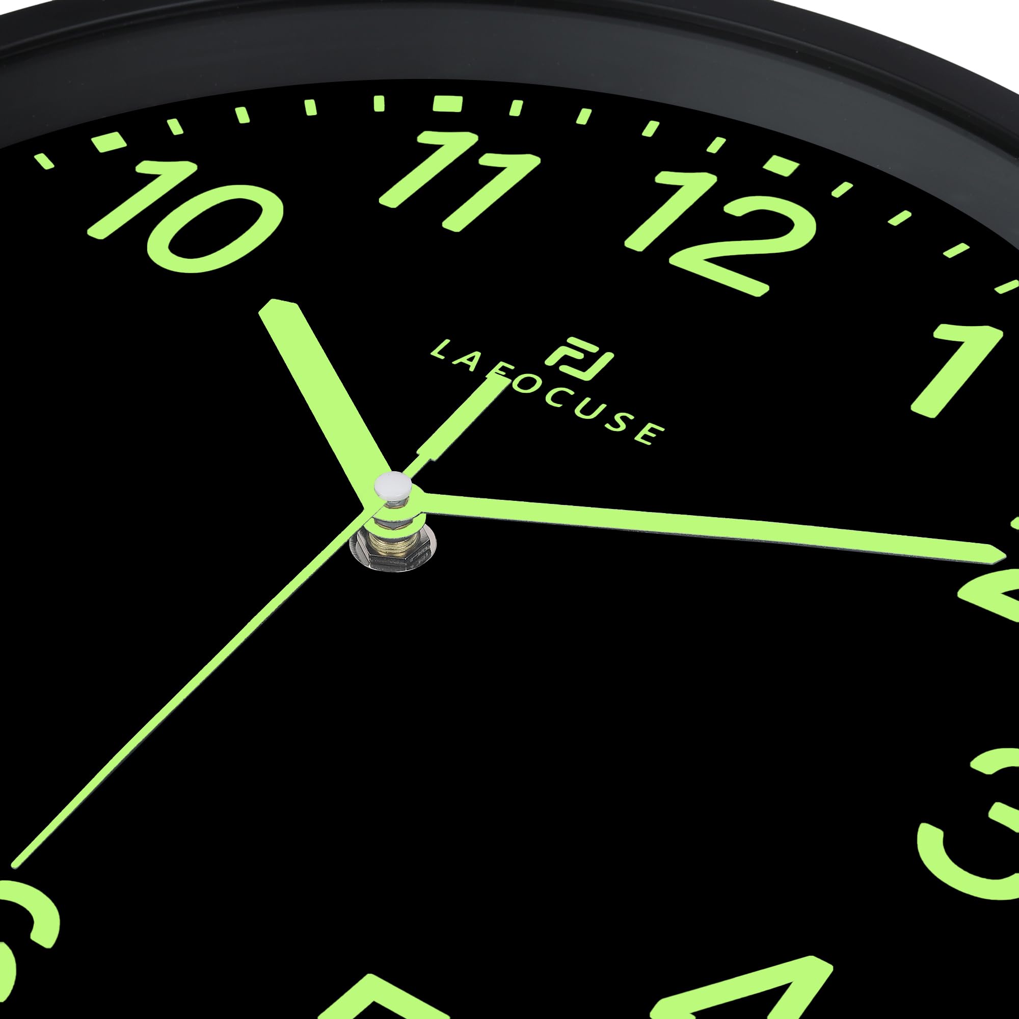 Lafocuse 30cm Orologio da Parete Luminoso Silenzioso senza Ticchettio, Orologio da Muro Fluorescente Moderno Decorativo per Soggiorno Camera da Letto Cucina Ufficio, Nero