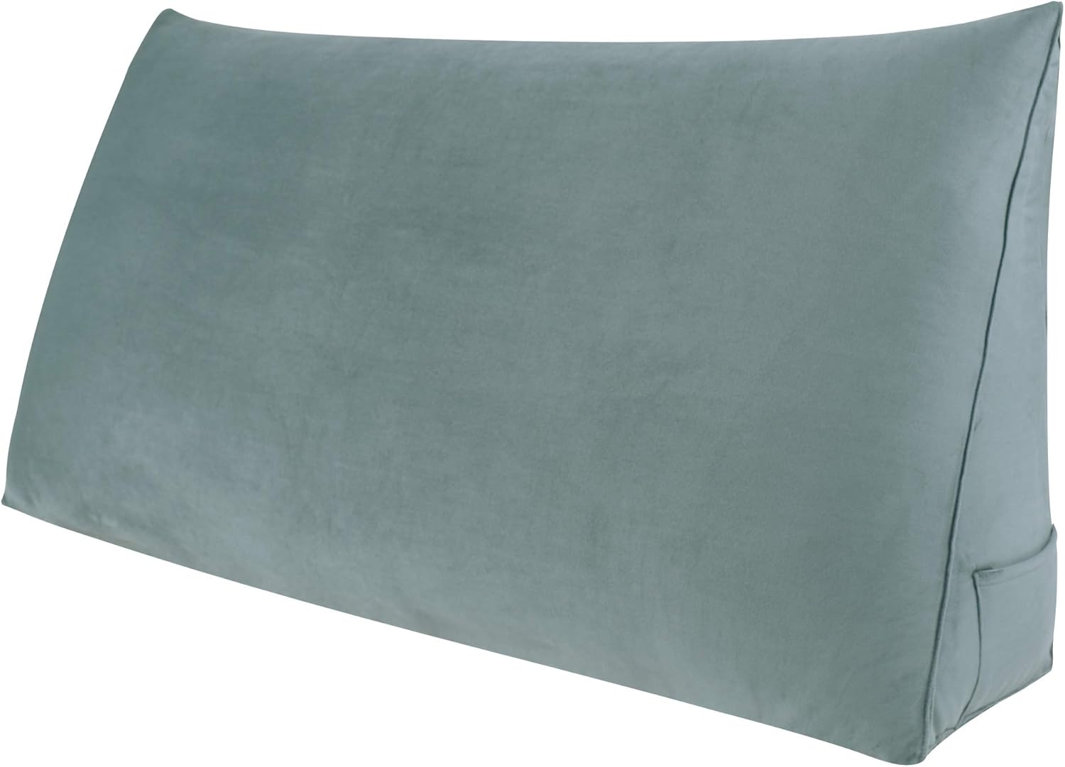 Johnear Headboard Pillow no Buttons Velvet Large Rest Reading Wedge Pillows Triangular Bed Support Bolster Upholstered Backrest Positioning Lumbar Cushion with Removable Cover