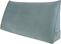 Vista 10 de Johnear Almohada triangular para cabecero, almohada de cuña de algodón y lino, almohada grande para respaldo de lectura para sofá y cama, soporte
